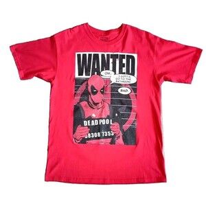 Marvel Deadpool T-Shirt Men's Large Red Short Sleeve